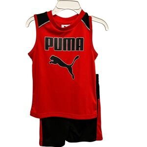 Puma Boys 2T Red Black Sleeveless Tank Top and Shorts 2 Piece Set PSP25V42-16859